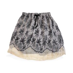 vintage black and white lace floral flowy skirt xs